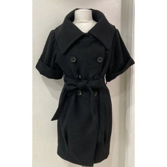 Vero Moda Jackets & Blazers - VERO MODA Classic Black Wool Coat Retro Double-Breasted Size S-M New w tags